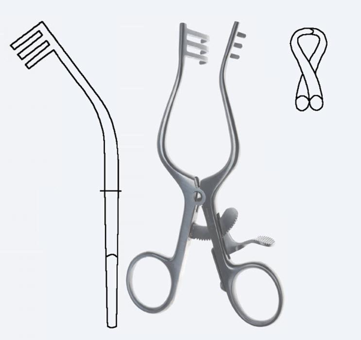 Ретрактори (розширювачі), хірургічні, самоутримуючі, "Weitlaner-Wullstein", тупокінцеві, загальна довжина 130 мм. Бренд - Asanus Medizintechnik Gmb, Німеччина